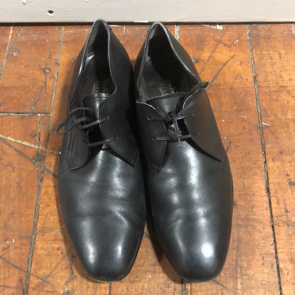 Salvatore Ferragamo Studio Men's Oxford Lace Up Dress Shoes Black Sz 8.5